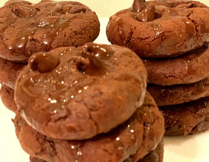 Your New Favorite Double Chocolate Cookies With Caramel Drizzle