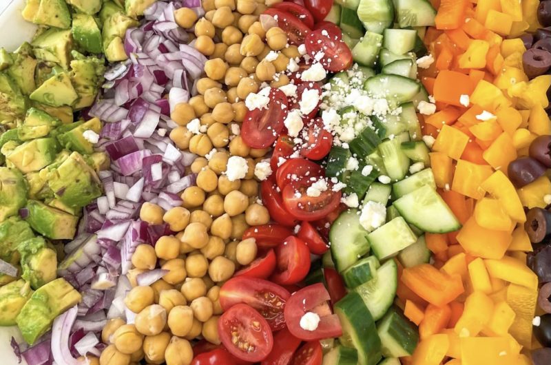 Simple Greek Salad With Avocado And Chickpeas