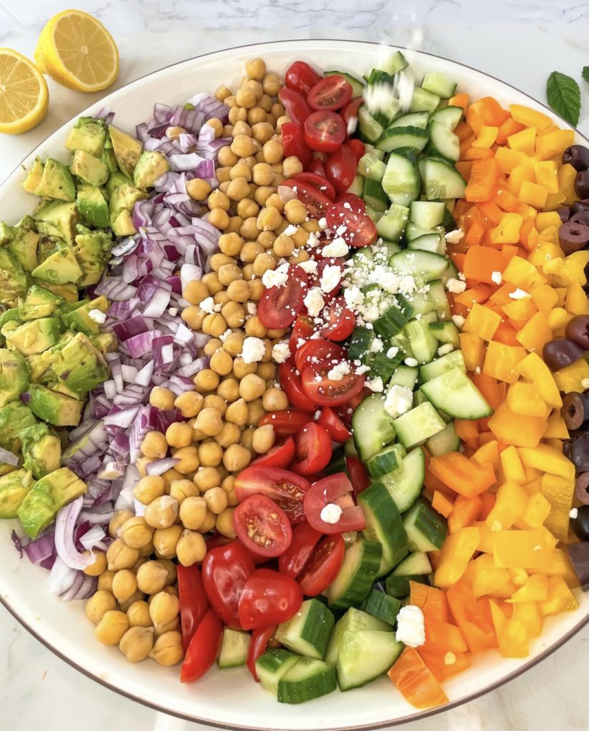 Simple Greek Salad With Avocado And Chickpeas