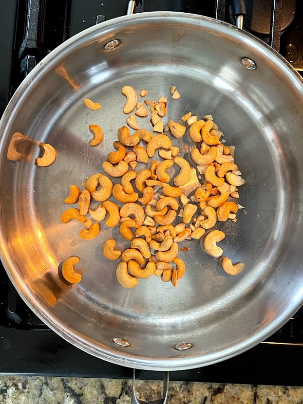 Dry roast cashews