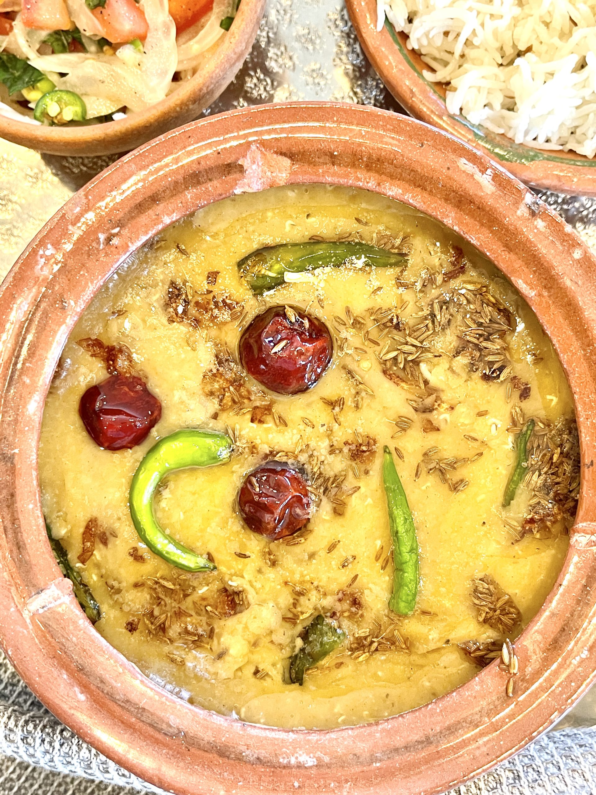 Masoor dal with Rice and kachoomar salad