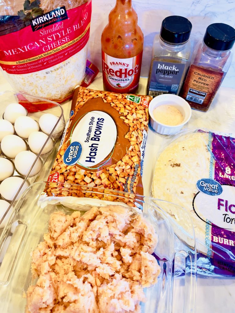 Ingredients for Breakfast burritos