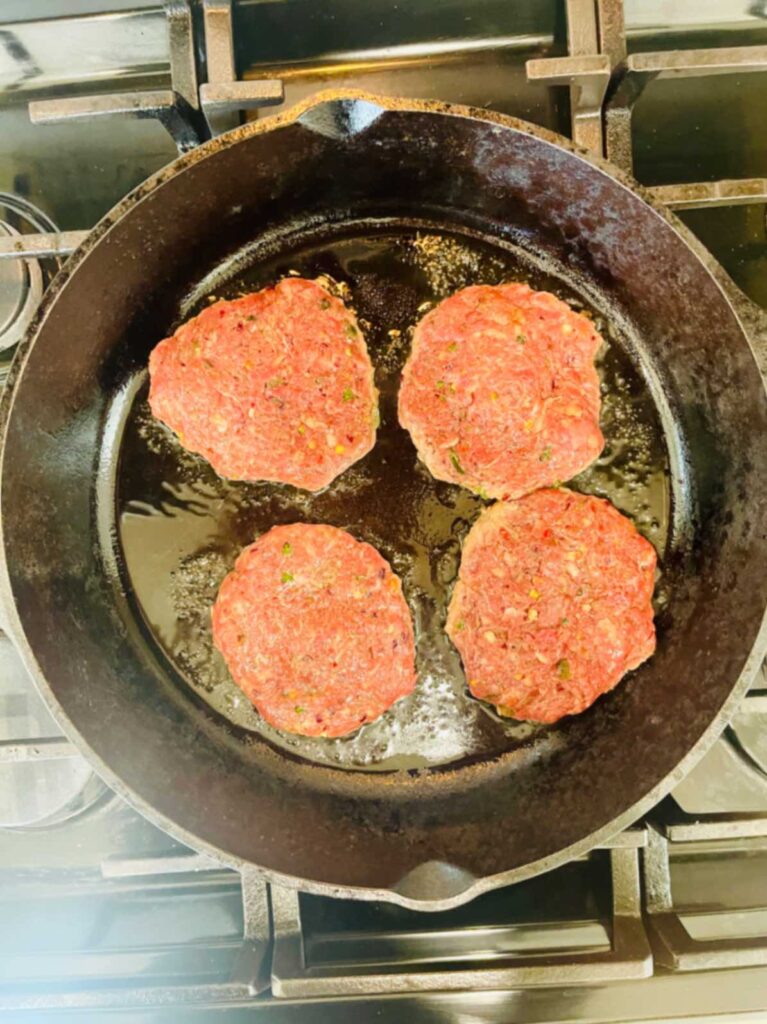 Fry patty on low medium heat