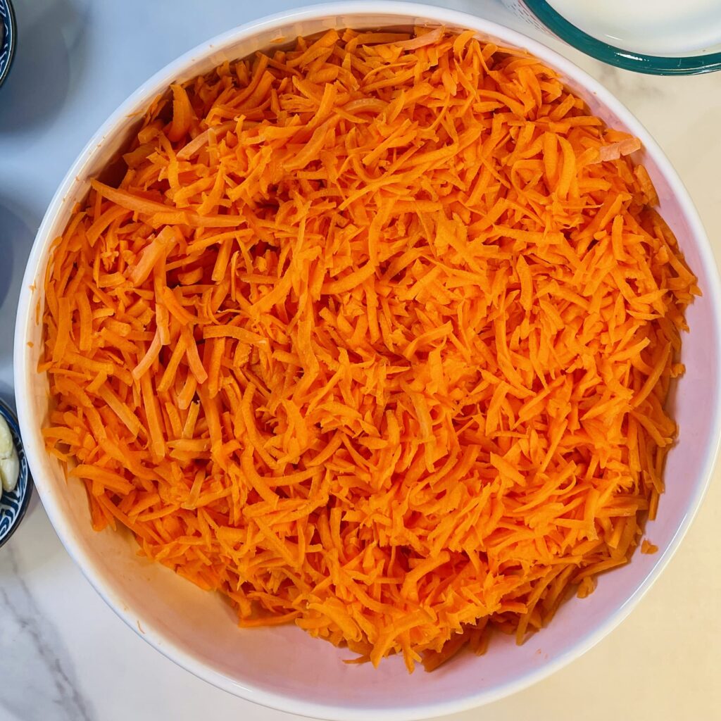 Shredded carrots for halwa