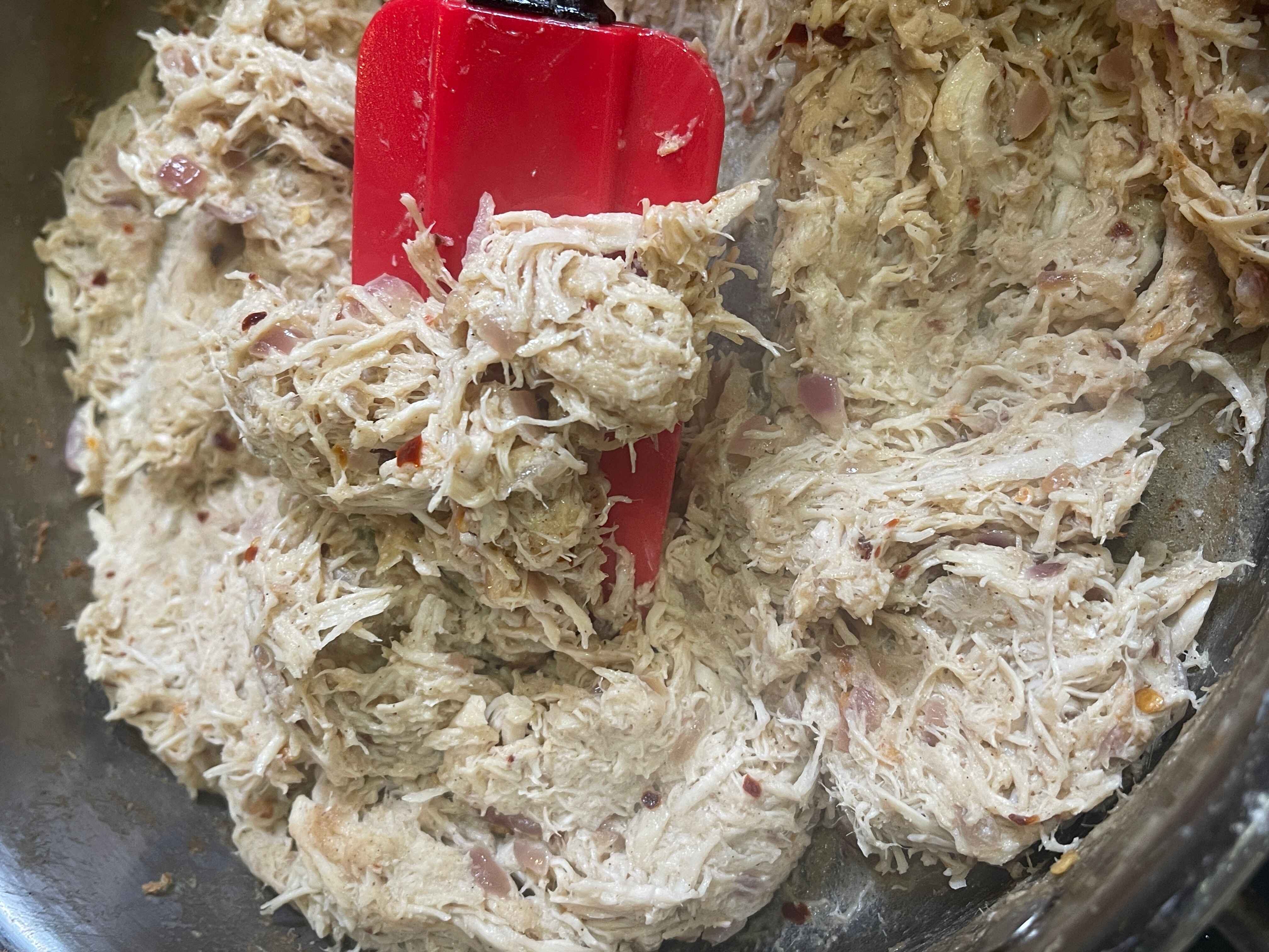 Boil and shredded chicken for Ingredients for Puff patties