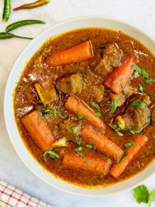Easy Pakistani Gajar Gosht made with tender meat and carrots