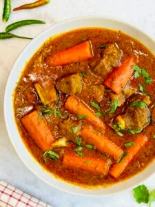 Easy Pakistani Gajar Gosht made with tender meat and carrots