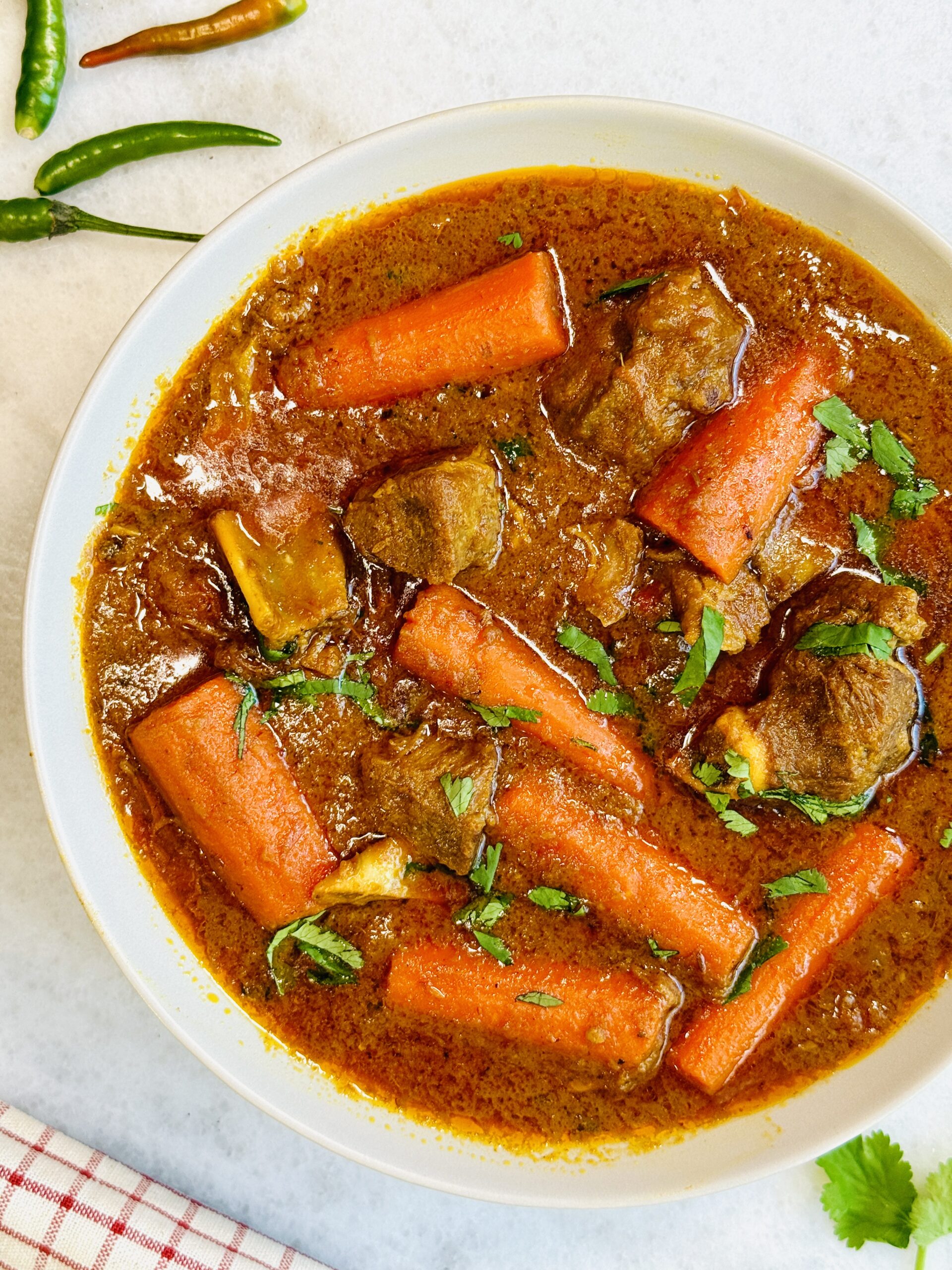 Easy Pakistani Gajar Gosht made with tender meat and carrots